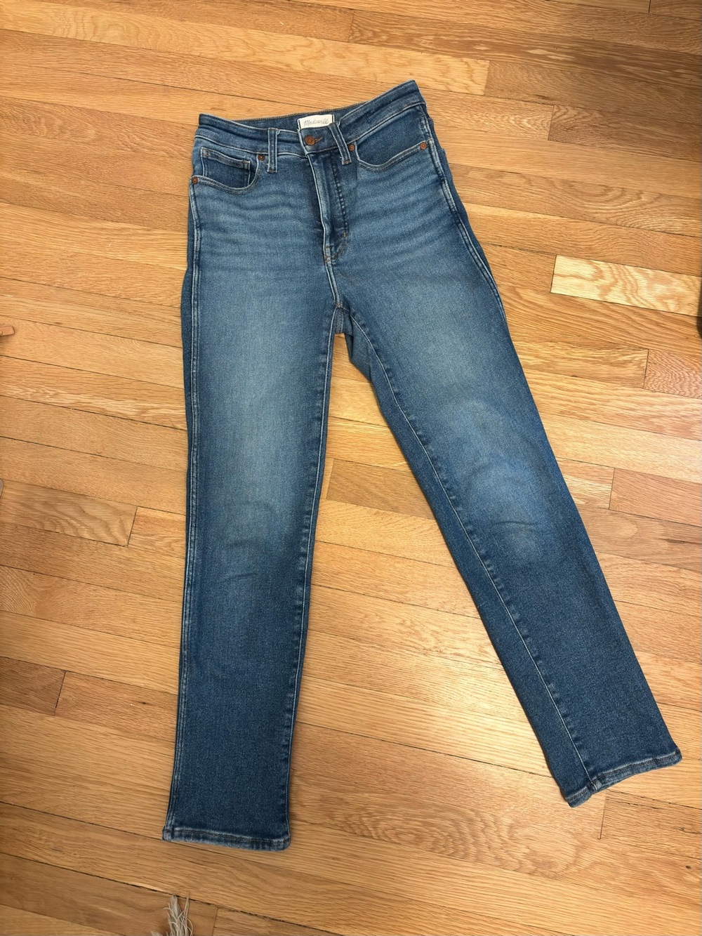 Madewell High-Rise Straight Jeans in Medium Blue Wash
